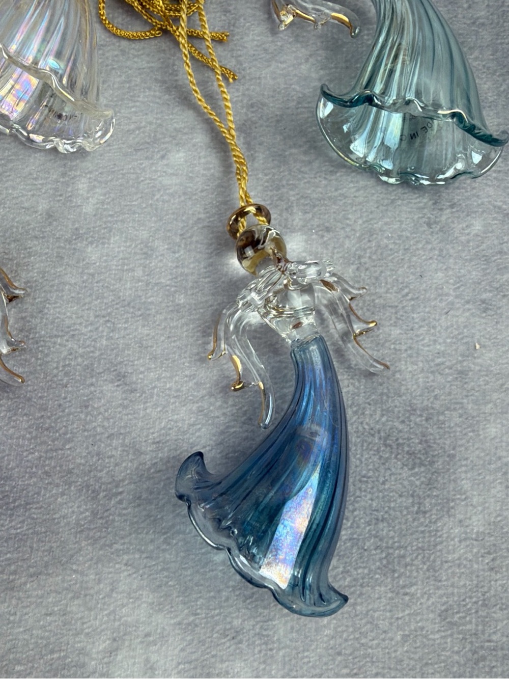 VTG Blown Glass Angel Christmas Ornaments Set 6 Assorted Iridescent Colors READ - Picture 5 of 16